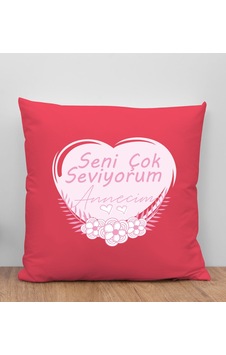 Bk Gift Anneler Günü Tasarımlı Kırmızı Kırlent Yastık, Anneye Hed Bk Gift Anneler Günü Tasarımlı Kırmızı Kırlent Yastık, Anneye Hed