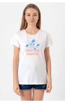 One Piece Anime Tony Tony Chopper Jolly Roger Beyaz Kadın Bisikletyaka Tshirt 001 One Piece Anime Tony Tony Chopper Jolly Roger Beyaz Kadın Bisikletyaka Tshirt 001