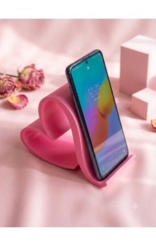Kalp Tasarımlı Telefon Standı 3d Baskı Masaüstü Telefon Tutucu Pembe