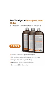 Povidon İyotlu Baticonal Antiseptik Çözelti 1 Litre X 3 Adet Cilt Dezenfektanı Solüsyon Açık Gri Povidon İyotlu Baticonal Antiseptik Çözelti 1 Litre X 3 Adet Cilt Dezenfektanı Solüsyon Açık Gri