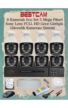 8 Kameralı Eco Set 5 Mp Sony Lensli Full Hd Gece Görüşlü Set 8 Kameralı Eco Set 5 Mp Sony Lensli Full Hd Gece Görüşlü Set