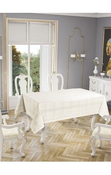 Dantelli Keten Efektli Leke Tutmaz Lüks Masa Örtüsü 160x220 Cm Krem Dantelli Keten Efektli Leke Tutmaz Lüks Masa Örtüsü 160x220 Cm Krem