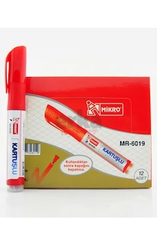 Mikro Tahta Kalemi Mr-6019 Kartuşlu Kırmızı 12'li Paket Çok Renkli