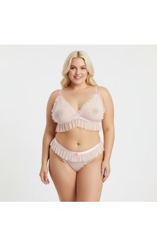 Bonbon Kadın Büyük Beden Tül Puantiye Desenli Transparan 2'li Takım Bb2131 Pudra Bonbon Kadın Büyük Beden Tül Puantiye Desenli Transparan 2'li Takım Bb2131 Pudra