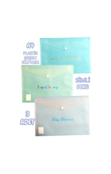3 Adet A4 Ebat Plastik Simli Yüzey Çıtçıtlı Zarf Dosya 3 Adet A4 Ebat Plastik Simli Yüzey Çıtçıtlı Zarf Dosya