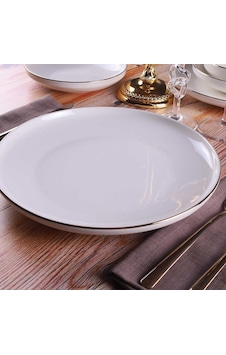 Galeri Kristal Semazen 27 Cm Servis Tabağı Krem Altın File