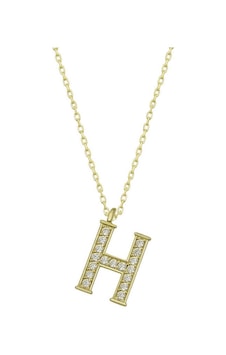 Gümüş Gold H Harfi Kadın Kolye Gold Gümüş Gold H Harfi Kadın Kolye Gold