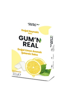Gum'n Real - Doğal Limon Aromalı Şekersiz Sakız - 23.2 Gram - 8 Adet Gum'n Real - Doğal Limon Aromalı Şekersiz Sakız - 23.2 Gram - 8 Adet