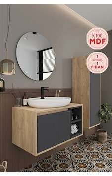 Gül 80 Cm %100 Mdf Lavabolu Banyo Dolabı Ayna Alt Dolap Lavabo Boy Dolabı Antrasit Gül 80 Cm %100 Mdf Lavabolu Banyo Dolabı Ayna Alt Dolap Lavabo Boy Dolabı Antrasit