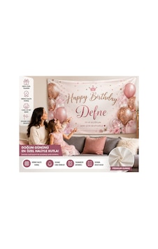 Sürpriz Hediyeli Kişiye Özel Doğum Günü Happy Birthday Duvar Örtüsü Birinci Kalite Kumaş