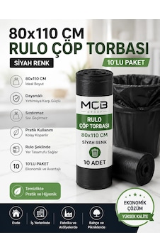 Jumbo Boy Rulo Çöp Torbası 80x110 Cm Siyah 10'lu Paket Dayanıklı Çöp Poşeti Jumbo Boy Rulo Çöp Torbası 80x110 Cm Siyah 10'lu Paket Dayanıklı Çöp Poşeti