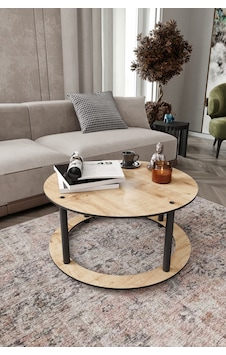 Hole Masivo Orta Sehpa R:70 Cm Yuvarlak Safir Meşe Meşe