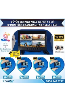 Kayıtlı 9" Monitörlü Ahd 1080p 4 Kameralı 256gb Sd Destekli 4pin Kayıtlı 9" Monitörlü Ahd 1080p 4 Kameralı 256gb Sd Destekli 4pin