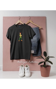 Oversize Peter Pan Art İllustration Tasarımlı Unisex T-shirt Siyah