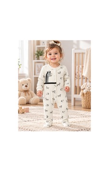 Messlife Zebra Desenli Bebek Tulumu Krem - 929694384 Krem Messlife Zebra Desenli Bebek Tulumu Krem - 929694384 Krem