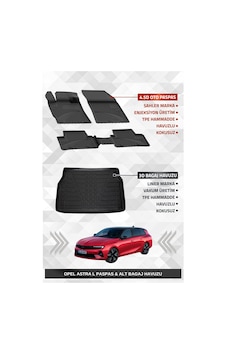 Sahler Opel Astra L 2022+ Uyumlu 4.5d Premium Havuzlu Oto Paspas Ve Liner Marka 3d Alt Bagaj Havuzu