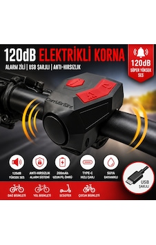 Triline 120 Db Usb Şarjlı Bisiklet Kornası Alarm Zili Anti Hırsızlık Elektrikli Korna Scooter Siyah Triline 120 Db Usb Şarjlı Bisiklet Kornası Alarm Zili Anti Hırsızlık Elektrikli Korna Scooter Siyah