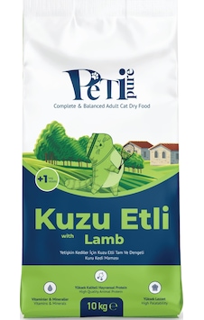 Petipure Kuzu Etli Kuru Yetişkin Kedi Maması Besleyici Vitamin İlaveli Tam Ve Dengeli Mama 10 KG