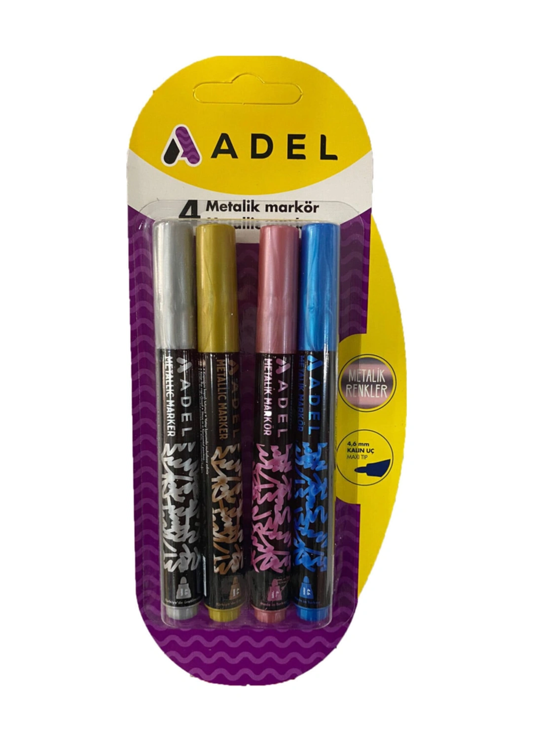 Jumbo Metalik Markör, 4lü Set Askılı Karton Blister Jumbo Metalik Markör, 4lü Set Askılı Karton Blister