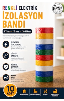 Finish 10 Adet Farklı Renklerde Elektrik İzolasyon Bandı