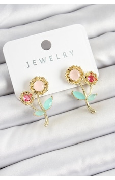Pirinç Renkli Zirkon Taşlı Papatya Model Gold Renk Kadın Küpe Altın Pirinç Renkli Zirkon Taşlı Papatya Model Gold Renk Kadın Küpe Altın
