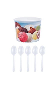 Roll-up Karton Dondurma Kasesi Ve Kaşık Set