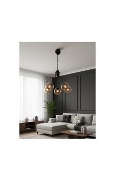 Pera Modern Siyah Metal Gövde 5'li Bal Cam Avize - Lüks Aydınlatma - Salon, Mutfak, Oturma Odası Pera Modern Siyah Metal Gövde 5'li Bal Cam Avize - Lüks Aydınlatma - Salon, Mutfak, Oturma Odası