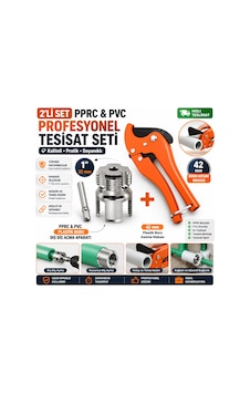 Pprc & Pvc Plastik Boru Diş Açma Aparatı + 42 Mm Plastik Boru Kesme Makası Profesyonel 2'li Set Pprc & Pvc Plastik Boru Diş Açma Aparatı + 42 Mm Plastik Boru Kesme Makası Profesyonel 2'li Set