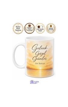 İsme Özel Gelecek Güzel Günler Yazılı Kupa Bardak Hediye Özel Tasarım Beyaz / Çok Renkli
