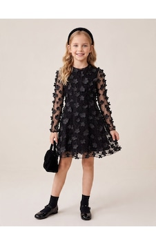 Zekids Kız Çocuk Üç Boyutlu Çiçek Aplikeli Simli Tül Abiye Elbise-17592 Siyah Zekids Kız Çocuk Üç Boyutlu Çiçek Aplikeli Simli Tül Abiye Elbise-17592 Siyah
