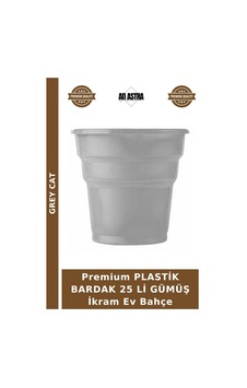 Premium Plastik Bardak 25 Li Gümüş İkram Ev Bahçe Premium Plastik Bardak 25 Li Gümüş İkram Ev Bahçe
