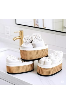 Lexroo Wicker Premium Serisi Oval 3'lü Set Organizer Çok Renkli Lexroo Wicker Premium Serisi Oval 3'lü Set Organizer Çok Renkli