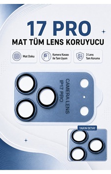 Guztech İphone 17 Pro Uyumlu Tüm Mat Safir Kamera Lens Koruyucu Çizilmez Tam Koruma Abis Mavi Guztech İphone 17 Pro Uyumlu Tüm Mat Safir Kamera Lens Koruyucu Çizilmez Tam Koruma Abis Mavi