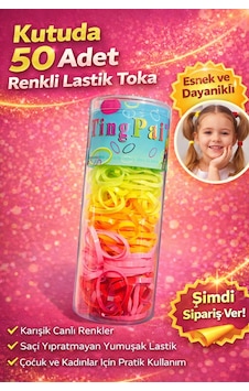 50 Adet Renkli Lastik Toka Seti Kutu İçinde Karışık Renkli Saç Lastiği Çocuk Ve Kadın Saç Tokası Açık Kahve
