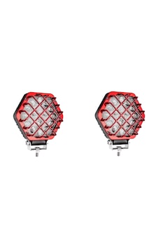 2 Adet 48w Altıgen Kafesli Kırımızı Kasa 16 Led Off Road Tekne