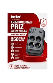 Trio Tr3442 Akım Korumalı 4lü Priz Uzatma Kasblosu 2mt 4usb/2type-c 2