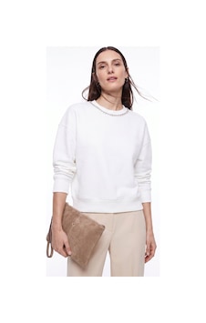 Fabrika Beyaz Kadın Bisiklet Yaka Oversize Taşlı Sweatshirt F5wl-swt0036 Ekru Fabrika Beyaz Kadın Bisiklet Yaka Oversize Taşlı Sweatshirt F5wl-swt0036 Ekru