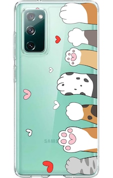 Samsung Galaxy S20 Fe Uyumlu Sevimli Kedi Patiler Tasarımlı Baskılı Silikon Kılıf Renkli Samsung Galaxy S20 Fe Uyumlu Sevimli Kedi Patiler Tasarımlı Baskılı Silikon Kılıf Renkli