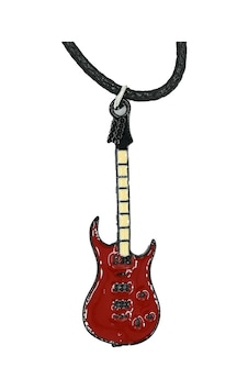 Diyez Müzik Kırmızı Gitar Şeklinde Rock Temalı Kolye Diyez Müzik Kırmızı Gitar Şeklinde Rock Temalı Kolye