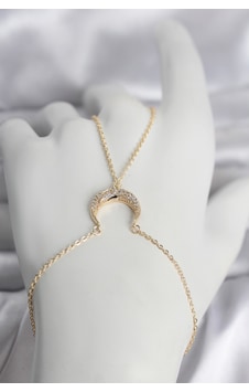 Pirinç Gold Renk Hilal Model Zirkon Taşlı Kadın Şahmeran - Tj-sn751 Çok Renkli