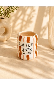 Coffee Lover El Yapımı Seramik Kupa Kahverengi - Pembe Coffee Lover El Yapımı Seramik Kupa Kahverengi - Pembe
