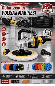 Px13 Devir Ayarlı Polisaj Makinesi Bakır Sargı 12 Parça Ped Seti 2000w 180mm Profesyonel Sarı 7c2 Px13 Devir Ayarlı Polisaj Makinesi Bakır Sargı 12 Parça Ped Seti 2000w 180mm Profesyonel Sarı 7c2
