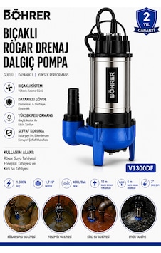 V1300df Bıçaklı Rögar Drenaj Dalgıç Pompa 1.7 Hp 400 L/dak Foseptik, Kirli Su Ve Atık Su Tahl V1300df Bıçaklı Rögar Drenaj Dalgıç Pompa 1.7 Hp 400 L/dak Foseptik, Kirli Su Ve Atık Su Tahl