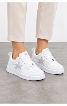 Ht Hotin Rhino Kadın Yıldız Detaylı Bağcıklı Günlük Sneaker Ayakkabı - Beyaz Ht Hotin Rhino Kadın Yıldız Detaylı Bağcıklı Günlük Sneaker Ayakkabı - Beyaz
