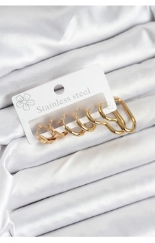 Clariss 316l Çelik Gold Renk Kadın Küpe Seti Çok Renkli