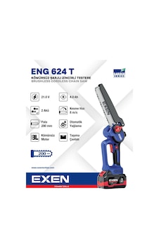 Exen ENG 624 T 21V 2x4AH Çift Akü 200 MM Kömürsüz Şarjlı Zincirli Testere