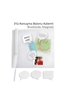 3&apos Lü Konuşma Balonu Buzdolabı Magneti - 3 Magnet Ve Yazı Kalemi 3&apos Lü Konuşma Balonu Buzdolabı Magneti - 3 Magnet Ve Yazı Kalemi