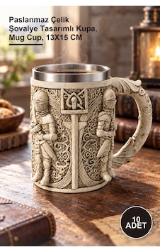 10 Adet Şovalye Kupa Bardak Paslanmaz Çelik Şovalye Tasarımlı Kupa, Mug Cup, 13x15 Cm 10 Adet Şovalye Kupa Bardak Paslanmaz Çelik Şovalye Tasarımlı Kupa, Mug Cup, 13x15 Cm