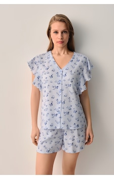 Suwen Betty Gömlek Yaka Şort Pijama Takımı Sh26625667b956 Mavi Suwen Betty Gömlek Yaka Şort Pijama Takımı Sh26625667b956 Mavi