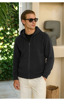 Markapia Erkek Fermuarlı Kapüşonlu Cepli Sweatshirt Füme Markapia Erkek Fermuarlı Kapüşonlu Cepli Sweatshirt Füme